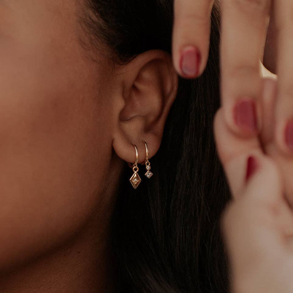 Willow Diamond Dangle Hoops