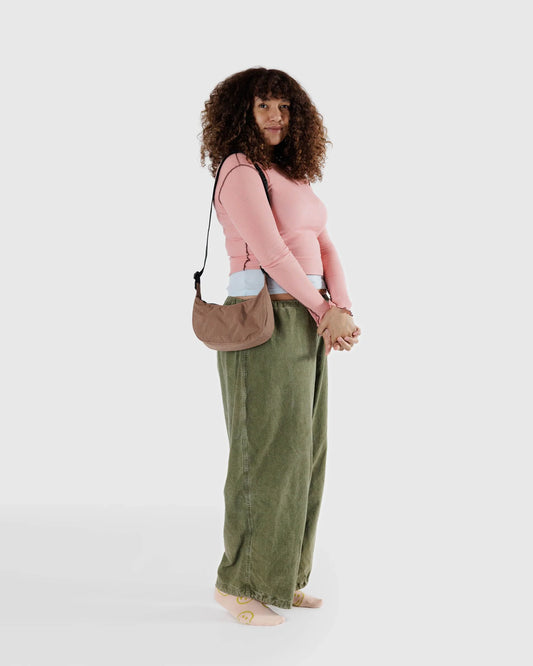 Small Nylon Crescent Bag | Cocoa