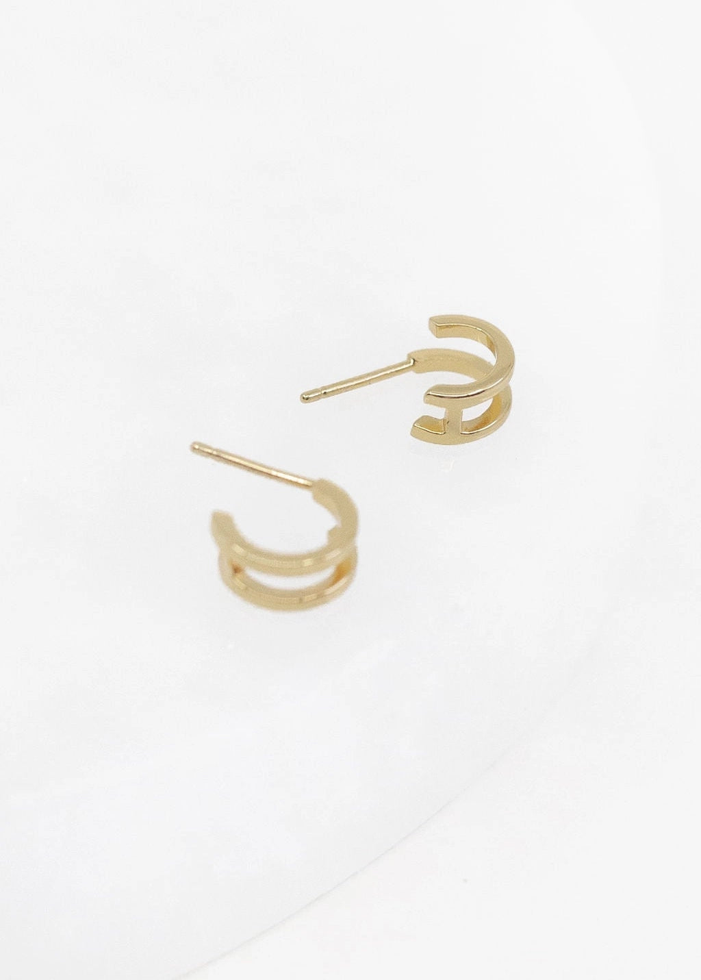 Illusion Huggie Hoop Earrings in Gold