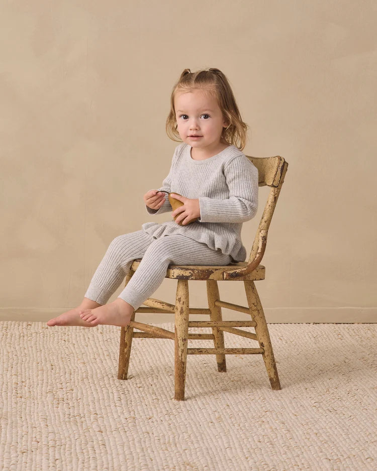Rib Knit Peplum Top Heathered Fog