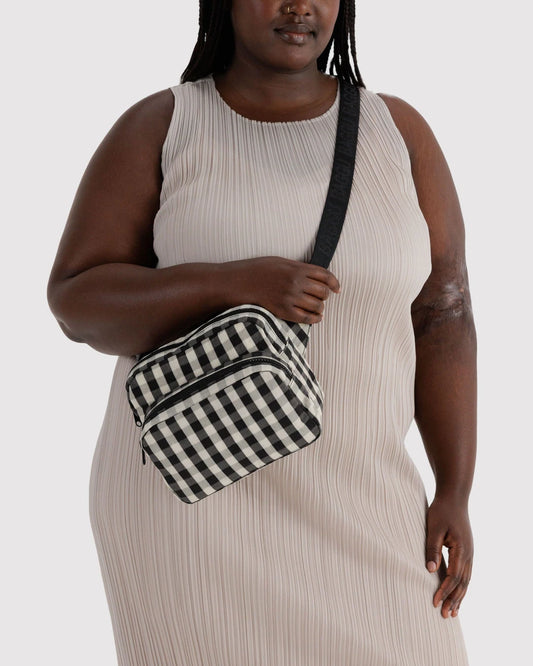 Black And Cream Gingham Fanny Pack