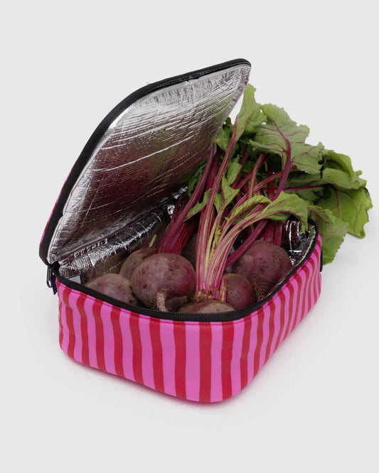 Lunch Box (Pink and Red Painted Stripe)