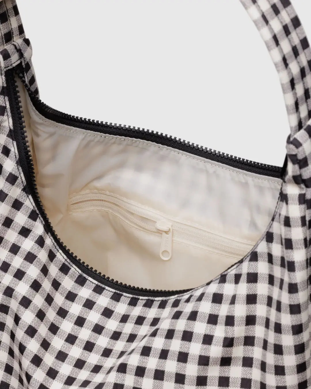 Nylon Shoulder Bag (Black and White Gingham)