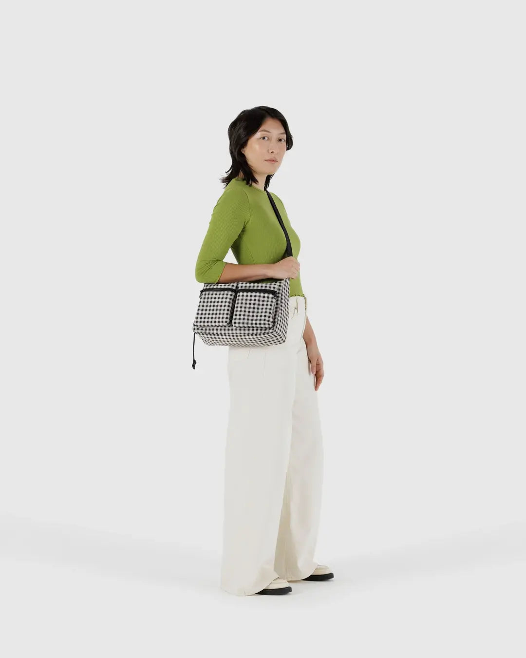 Medium Cargo Crossbody (Black and White Gingham)