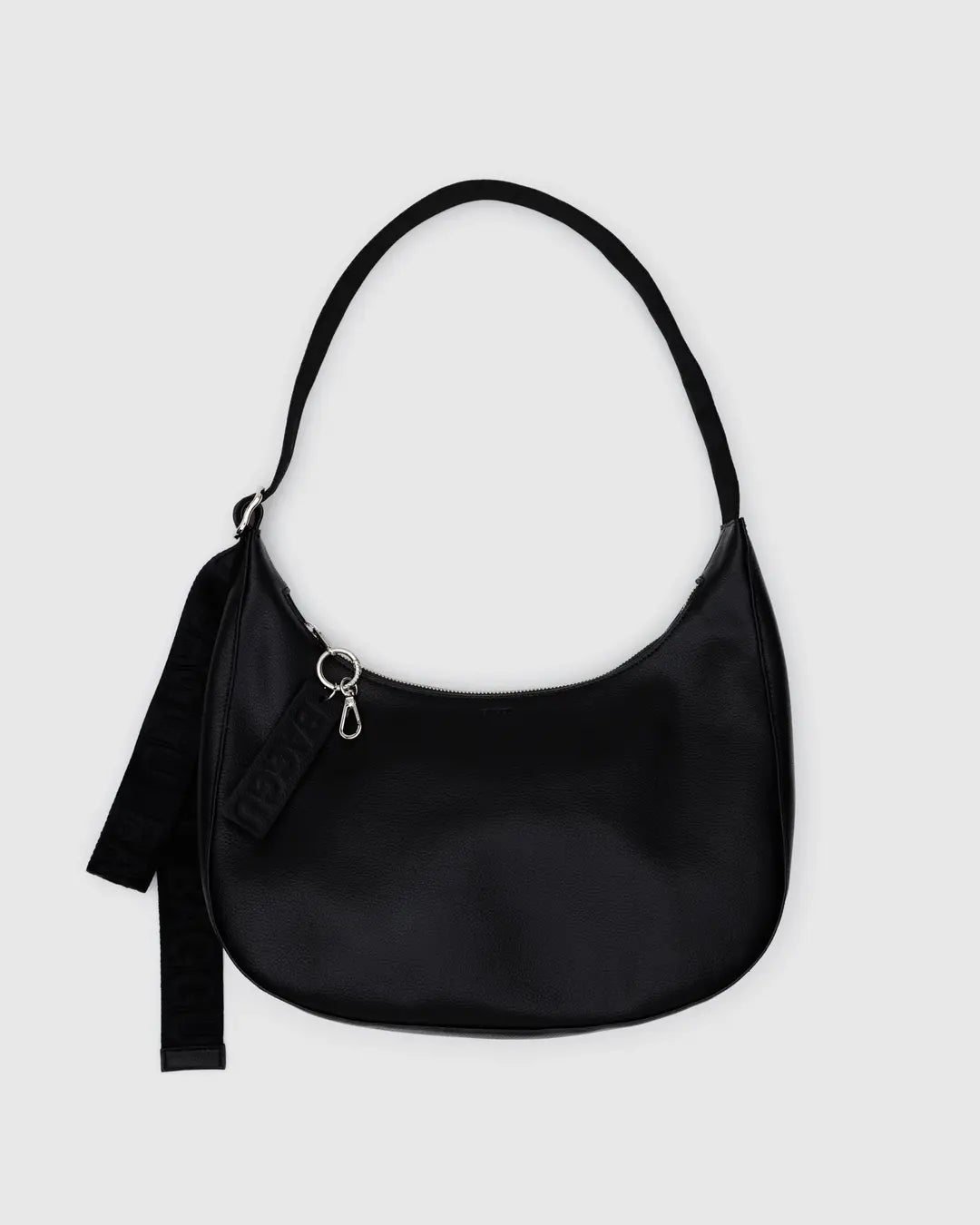 Medium Recycled Leather Crescent Bag (Black)