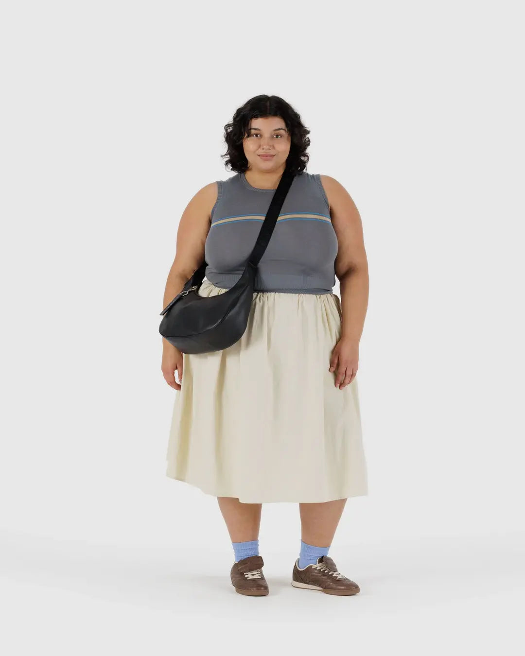 Medium Recycled Leather Crescent Bag (Black)
