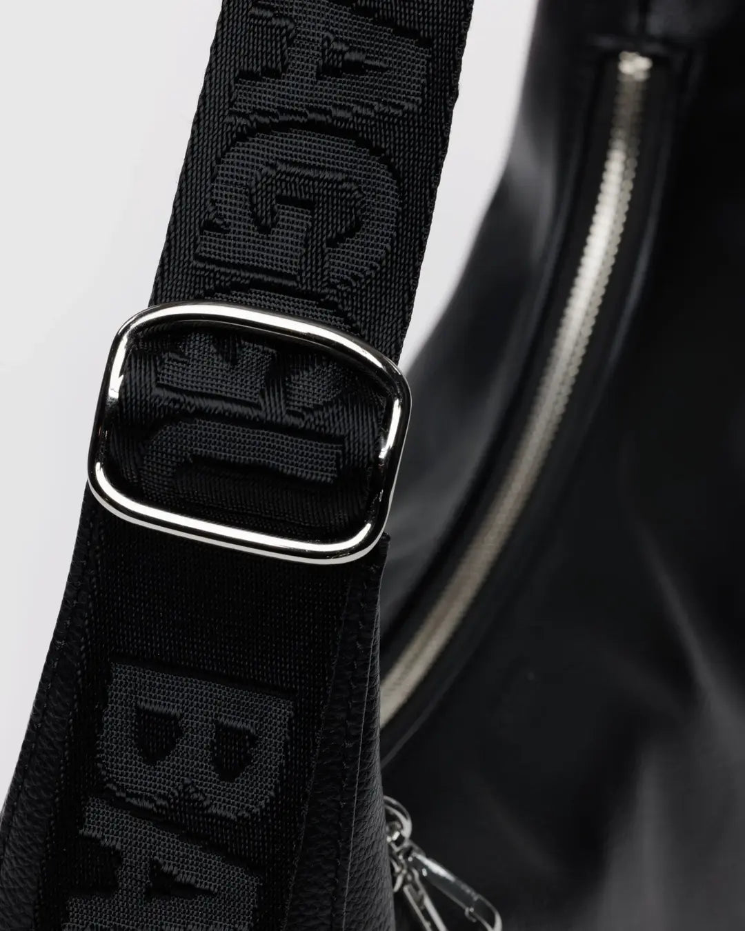 Medium Recycled Leather Crescent Bag (Black)