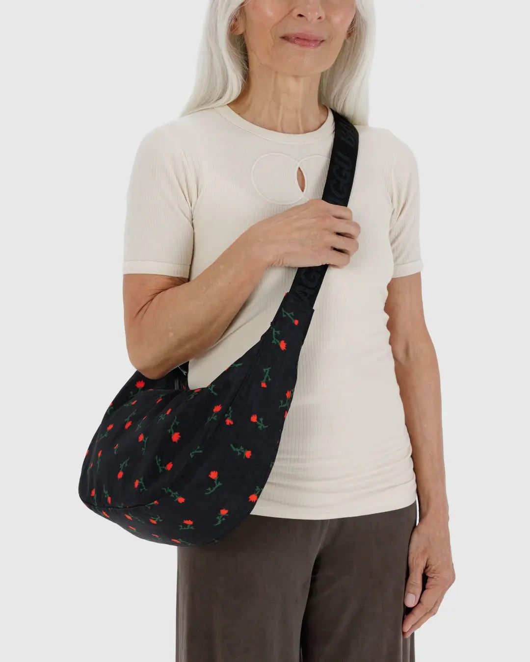 Medium Nylon Crescent Bag (Painted Wildflower)