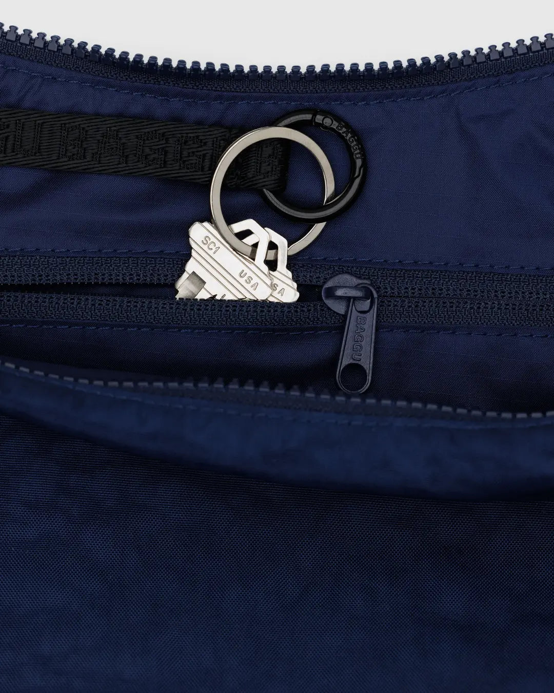Medium Nylon Crescent Bag (Navy)