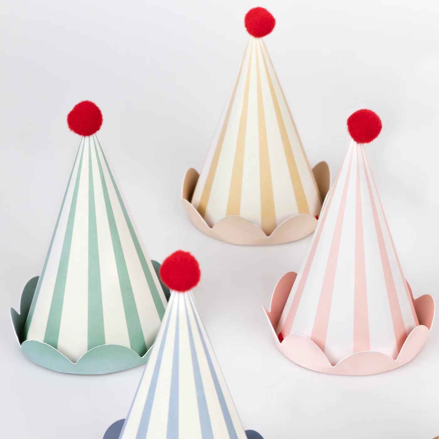Stripe Pastel Party Hats (x8)