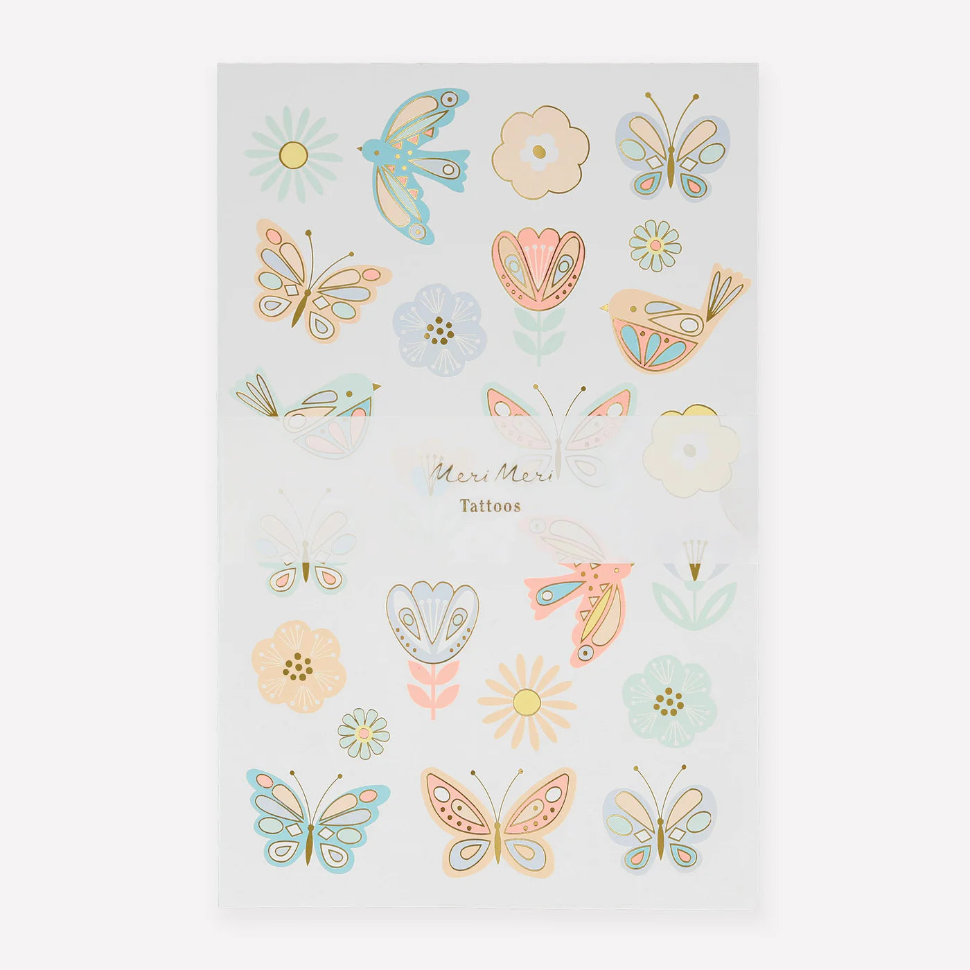 Birds and Butterflies Temporary Tattoo Sheets