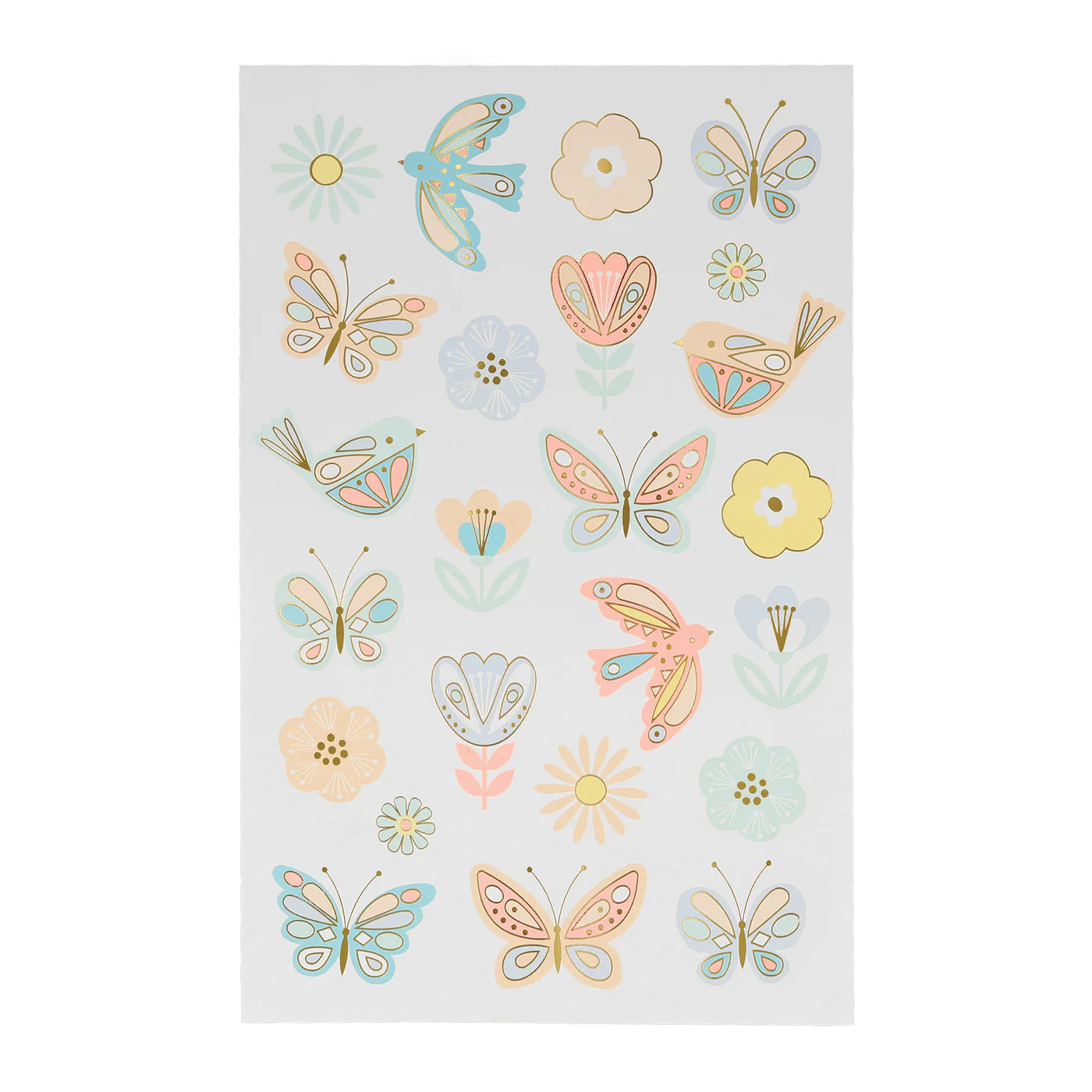 Birds and Butterflies Temporary Tattoo Sheets