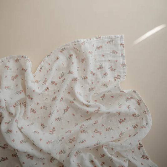 Organic Cotton Muslin Swaddle Blanket | Floral