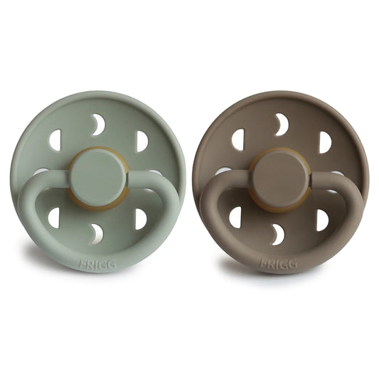 Frigg Moon Natural Rubber Baby Pacifier | 2-Pack | Sage/Portobello