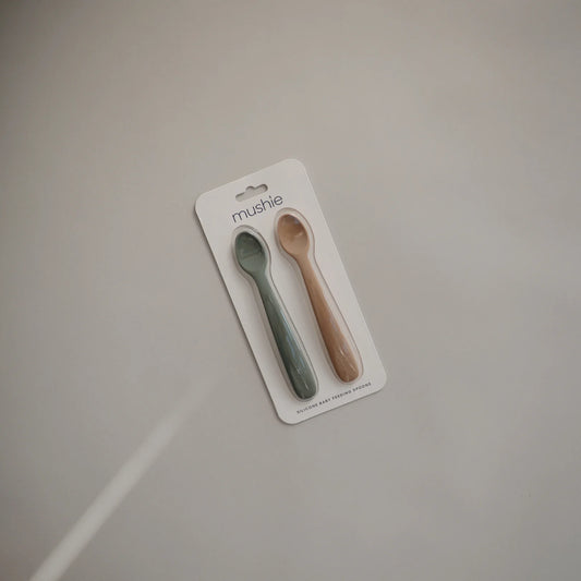 Silicone Feeding Spoons 2-Pack -Dried Thyme/Natural
