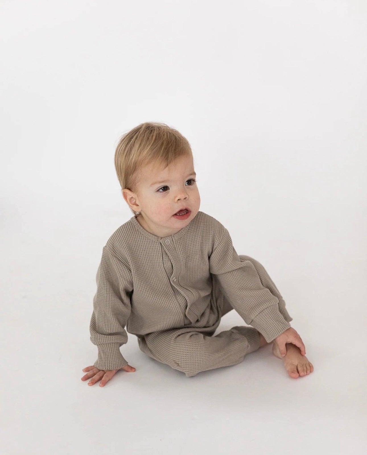 Waffle Romper - Beige