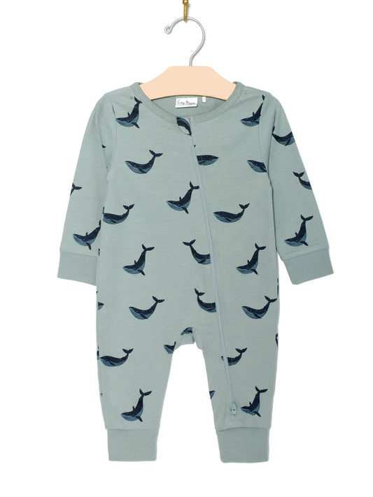 Zip Romper- Blue Whale