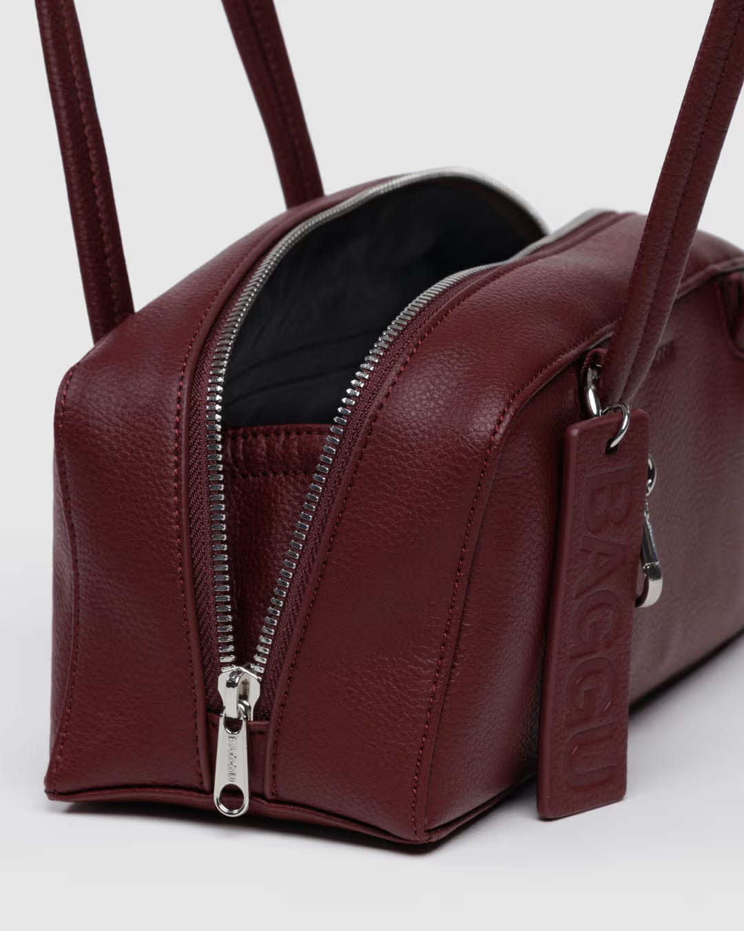 Small Recycled Leather Bowler Bag (Mahogany)