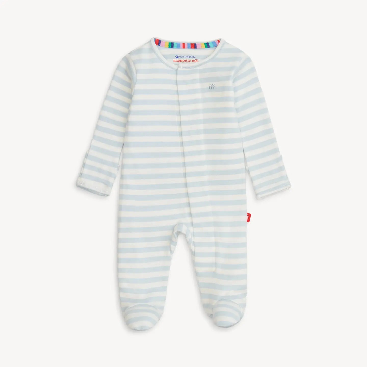 Blue Stripe Organic Cotton Magnetic Footie