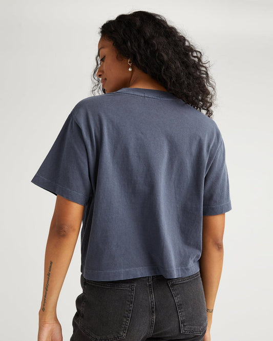 Women's Relaxed Crop Tee | Blue Steel