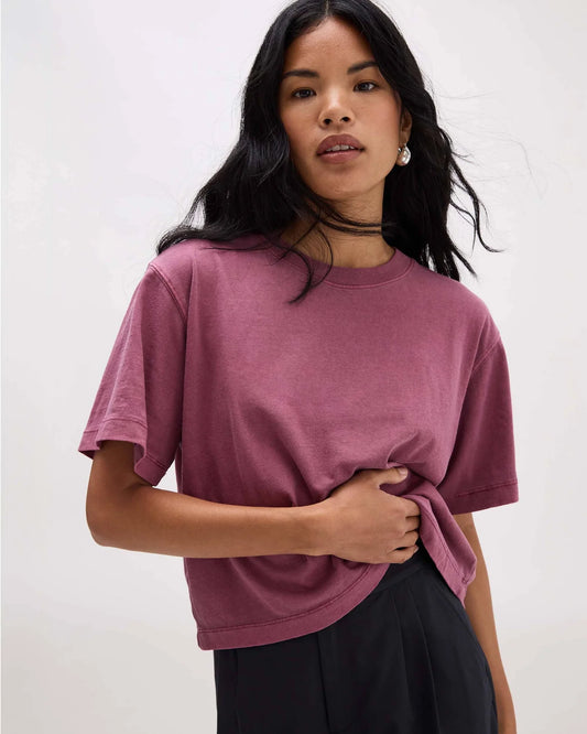 Relaxed Crop Tee | Burgundy