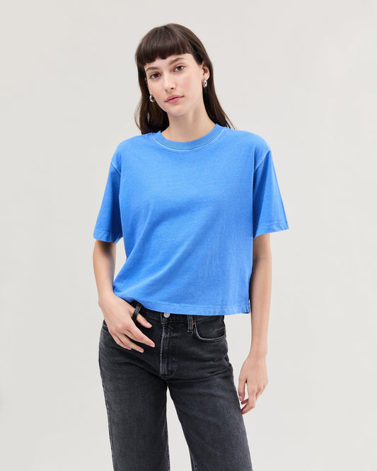 The Relaxed Crop Tee (Pop Blue)