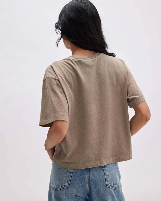 Relaxed Crop Tee | Warm Grey