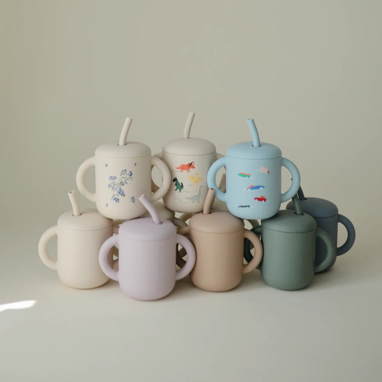 Silicone Training Cup + Straw (Dinos)