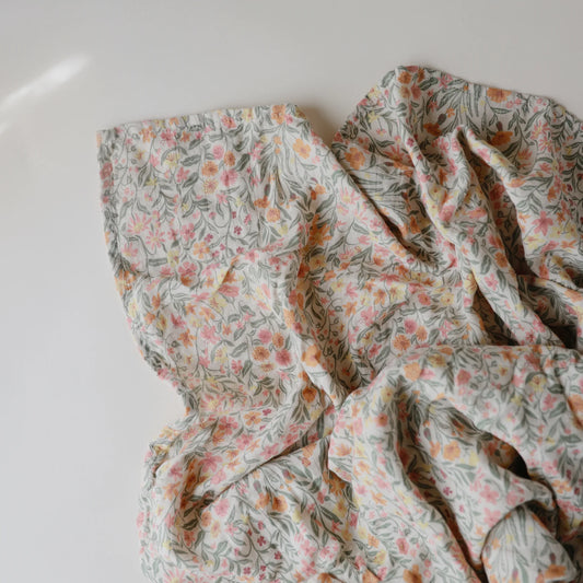 Organic Cotton Muslin Swaddle Blanket | Pastel Blooms