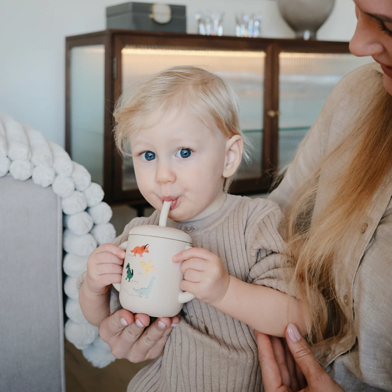 Silicone Training Cup + Straw (Dinosaurs)