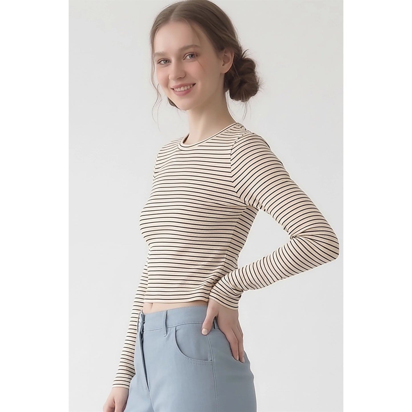 Burgundy Stripe Kallie Tee