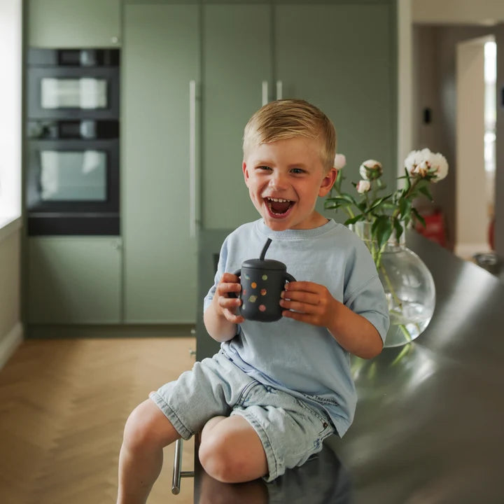 Silicone Training Cup + Straw - Planets