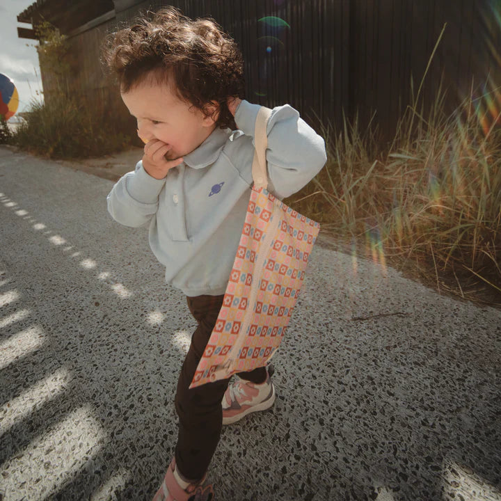Water Resistant Wet Bag (Happy Flowers Check)