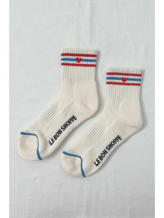 Embroidered Heart Girlfriend Socks