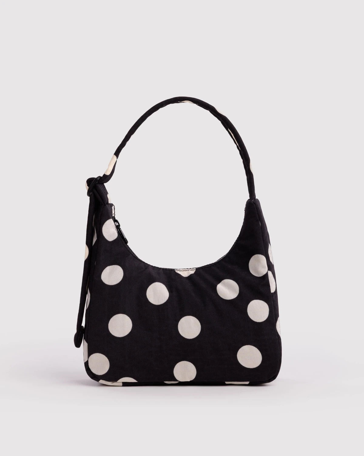 Black And Cream Polka Dot Mini Nylon Shoulder Bag