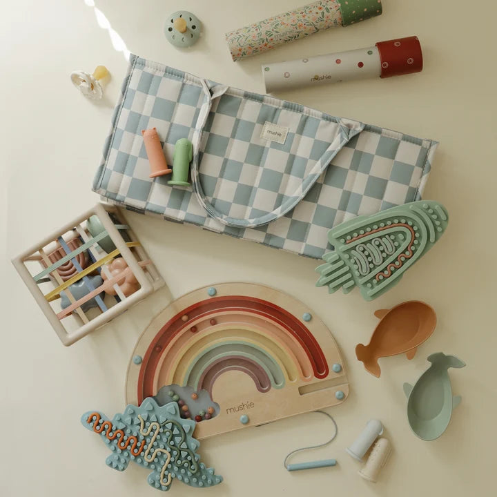 Diaper Caddy - Blue Check