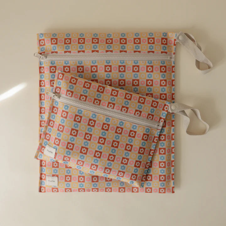 Water Resistant Wet Bag (Happy Flowers Check)