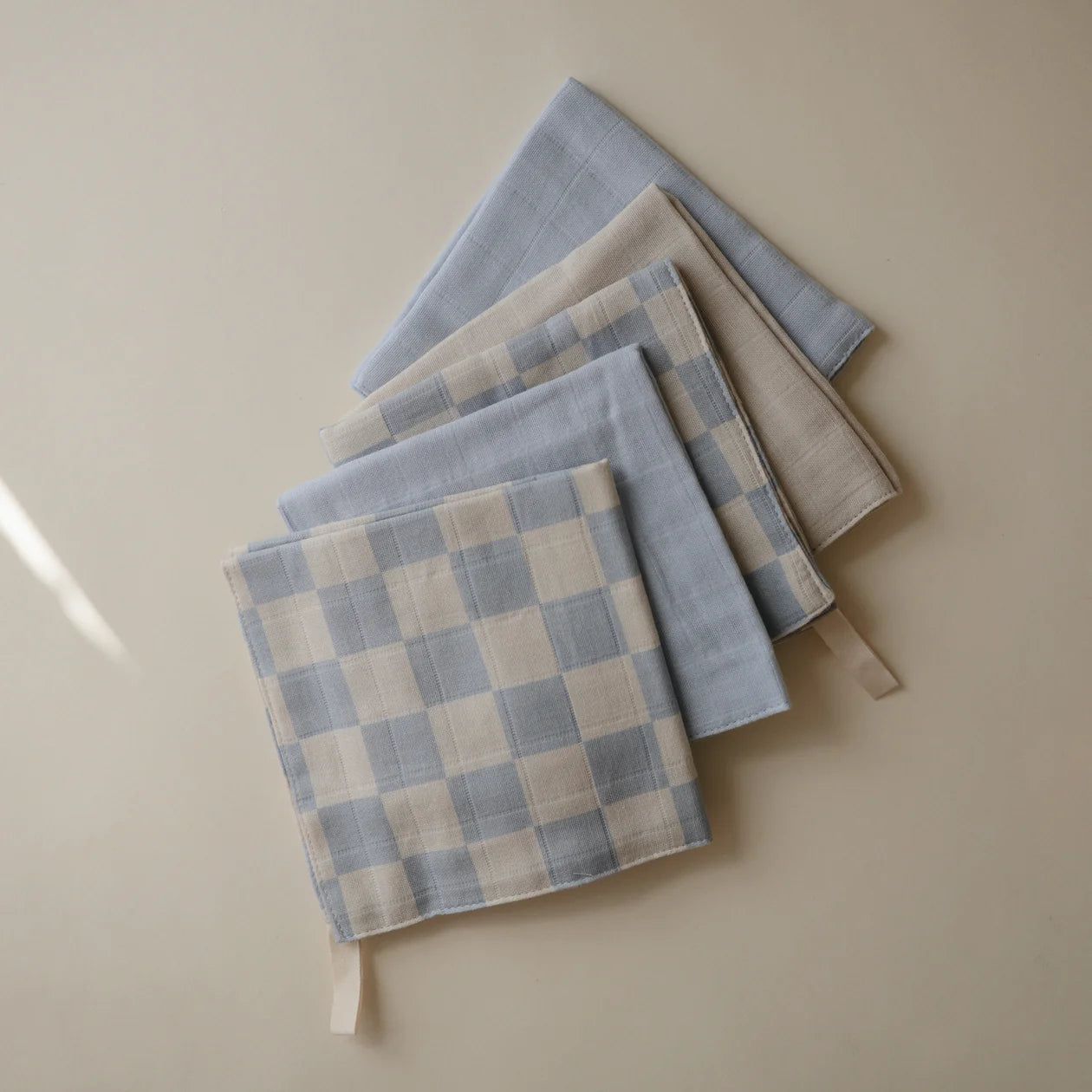 Muslin Cotton Washcloth (Blue Check)