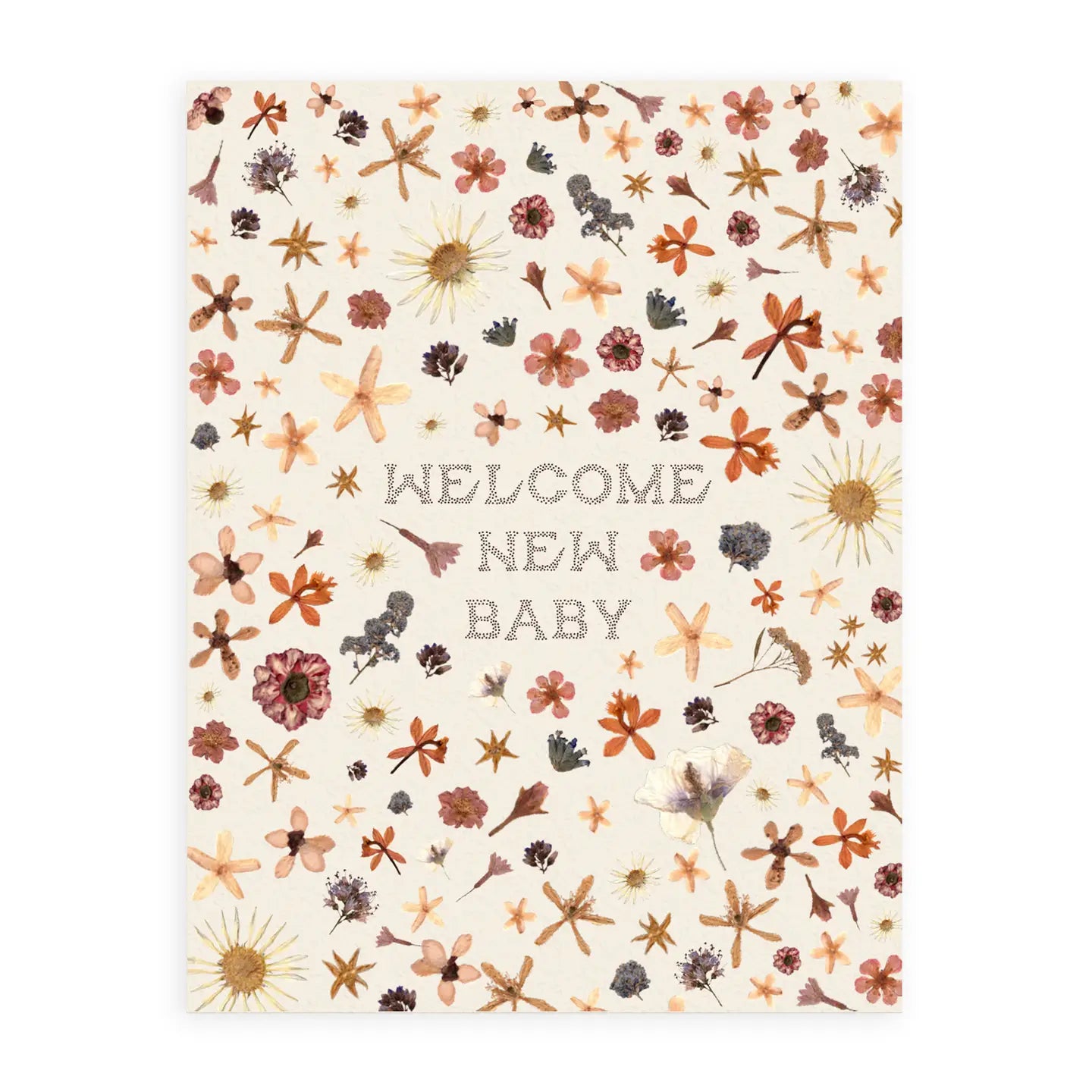 Pressed Flowers Welcome Baby Card