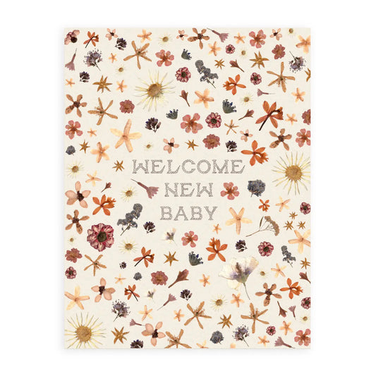Pressed Flowers Welcome Baby Card