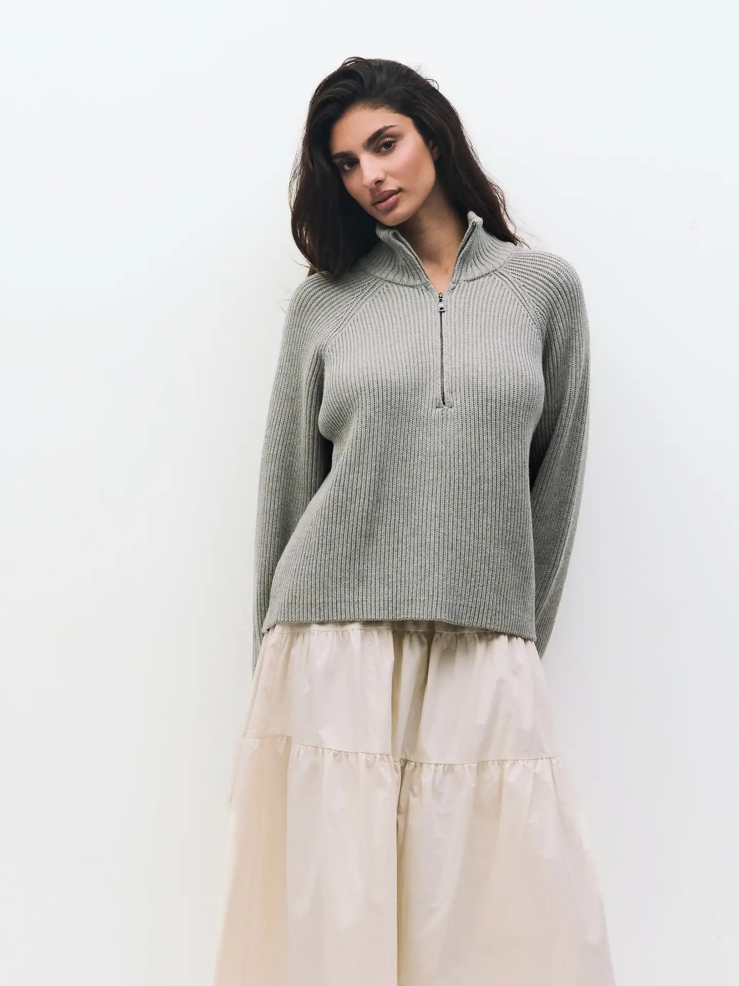Heather Grey Jules Half-Zip Sweater