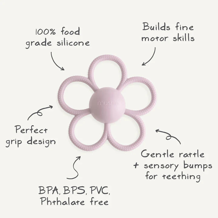 Daisy Rattle Teether (Soft Lilac)