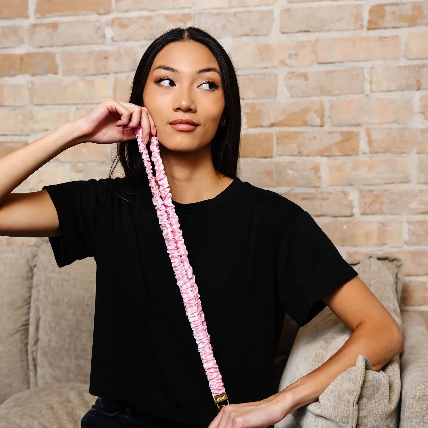 Pink Gingham Lanyard