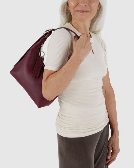 Mini Recycled Leather Shoulder Bag (Mahogany)