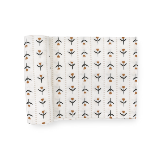 Stretch Knit Swaddle Blanket - Tulip Stripe