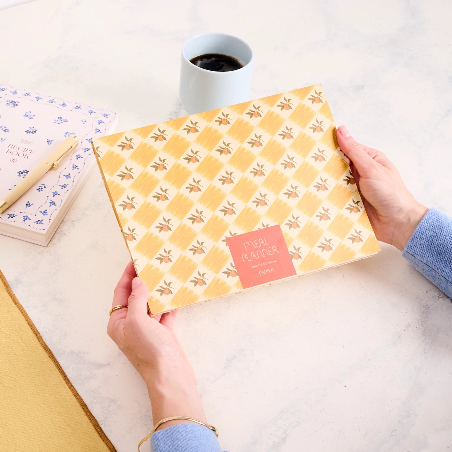 Undated Weekly Meal Planner & Grocery List - Orange Check