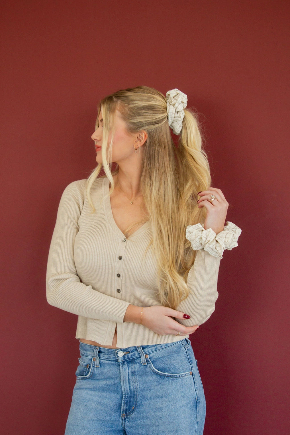 Andi Tan Gingham Scrunchie
