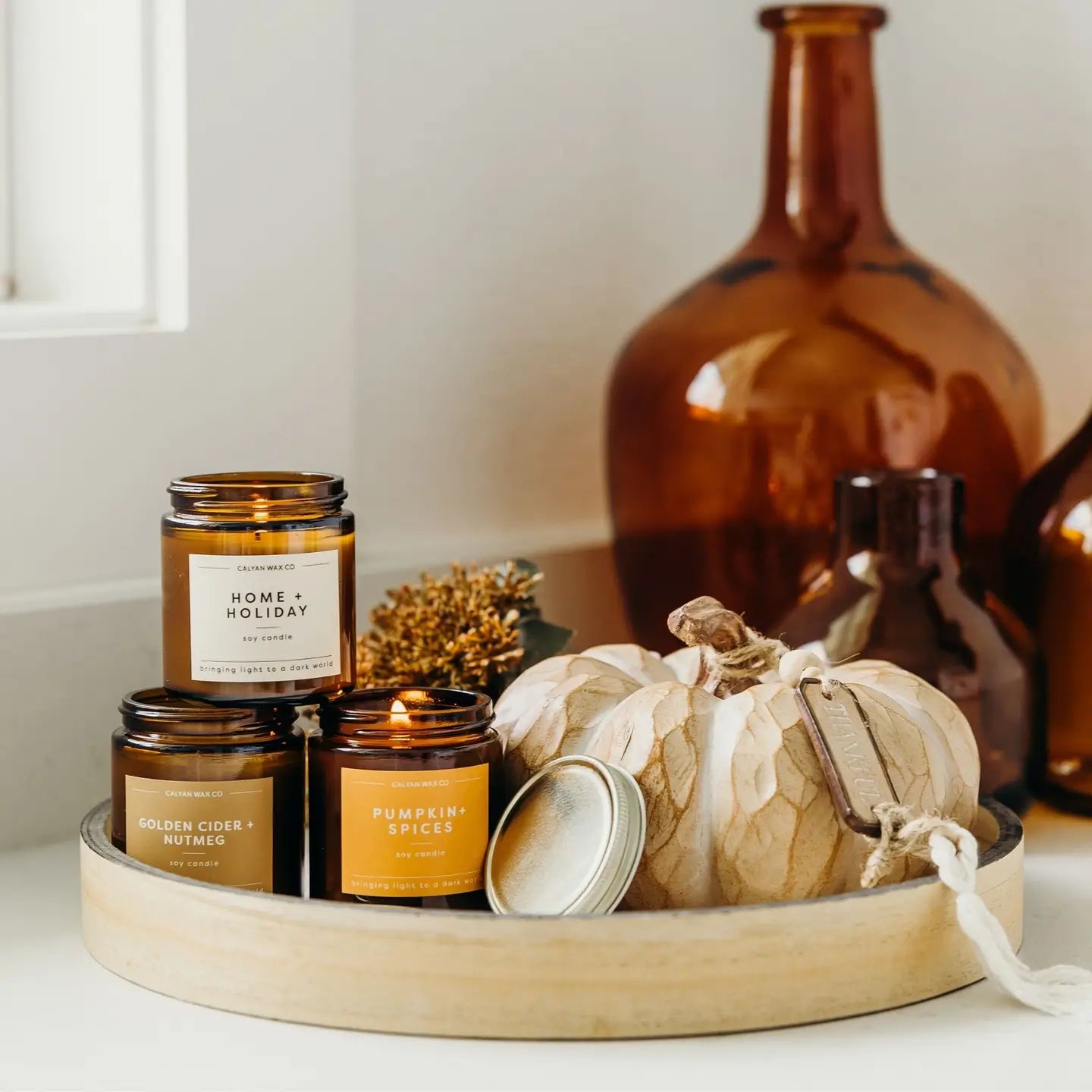 Home + Holiday - Mini Amber Jar Soy Candle