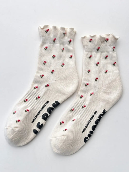 Petal Ruffled Hugger Crew Socks