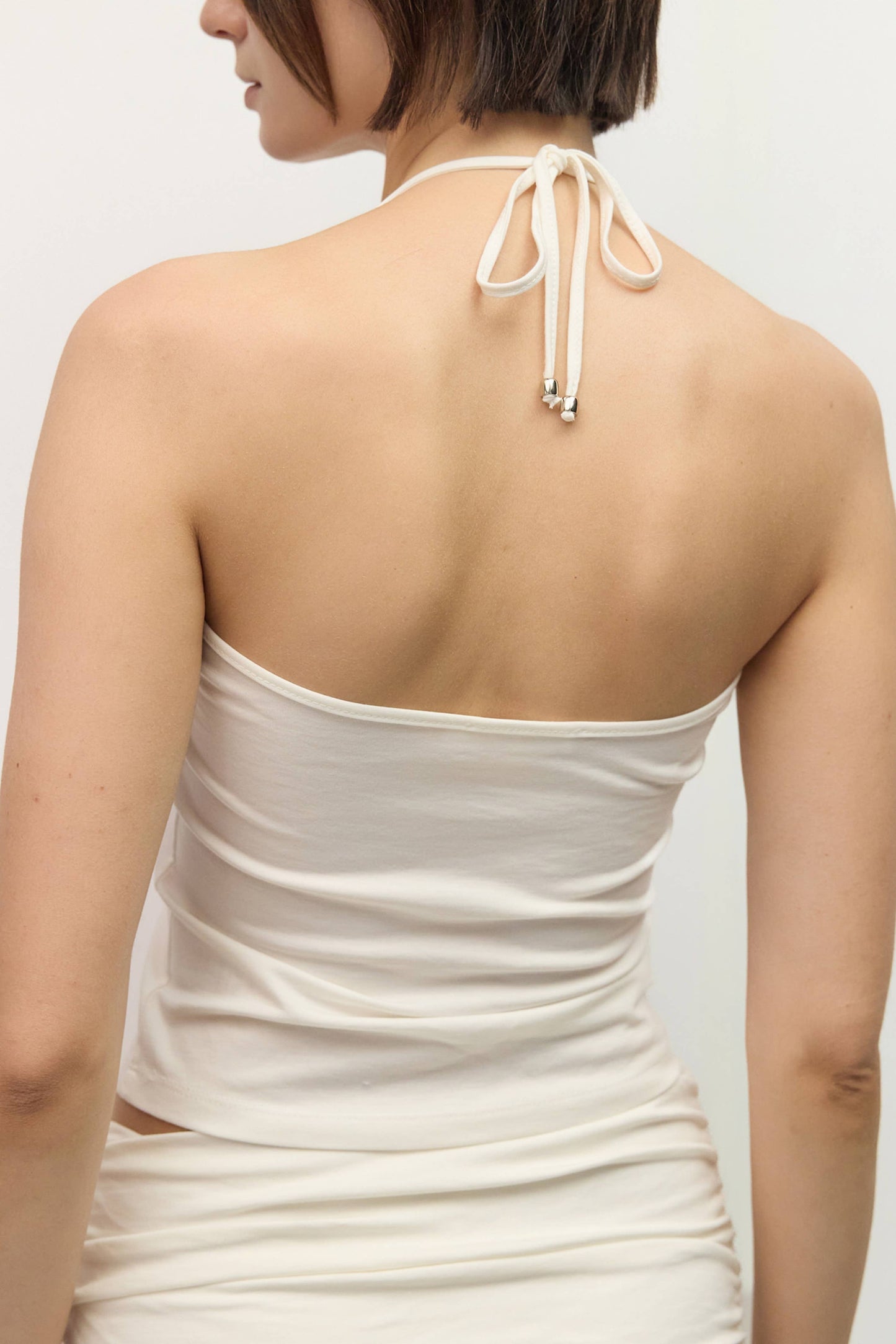 Knit White Halter Tank Top